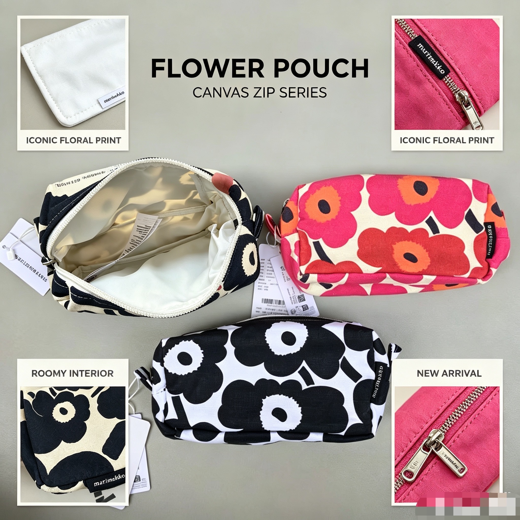 S22233   芬蘭經典Marimekko Unikko游霓可罌粟花化妝袋✨