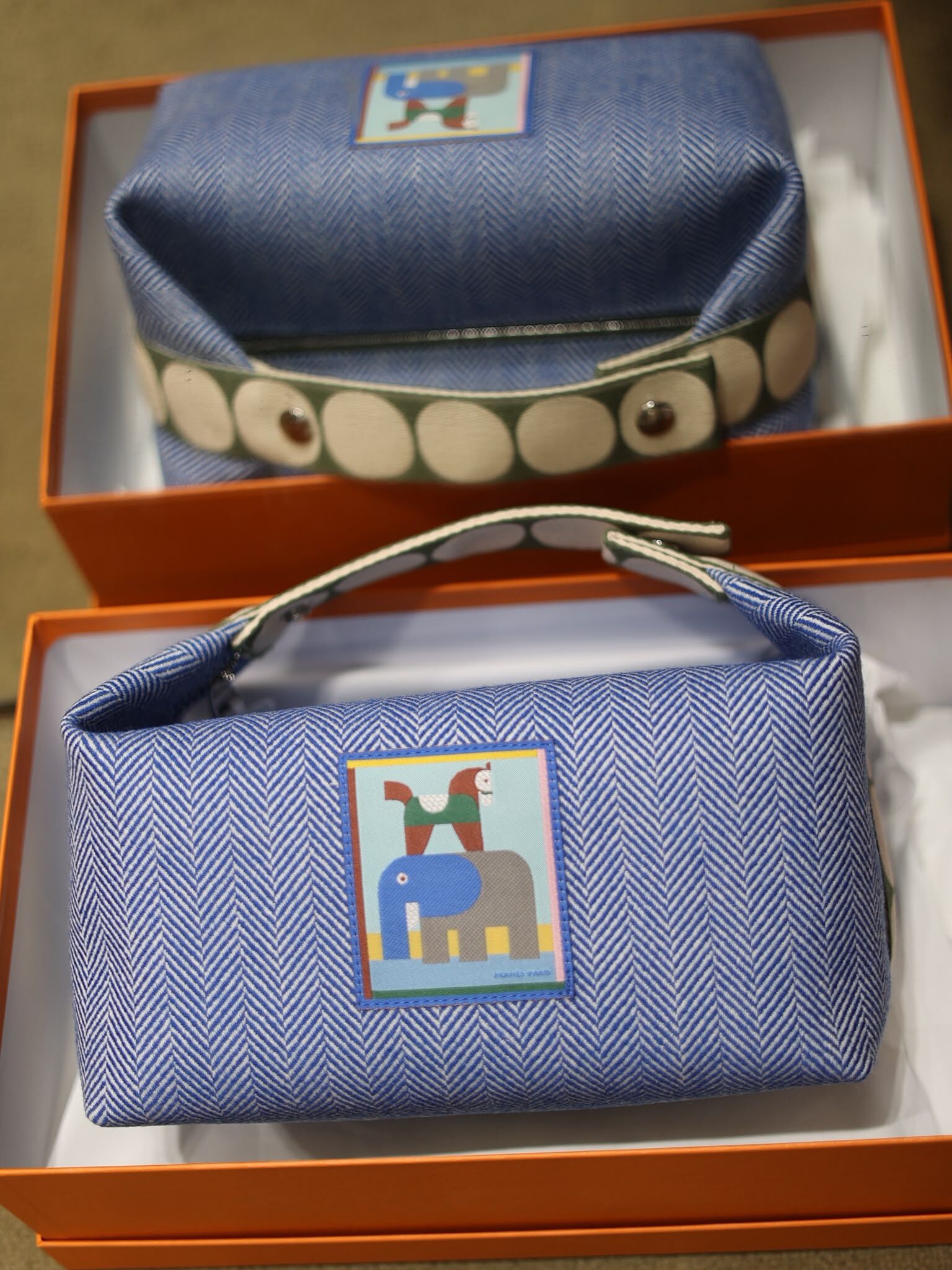 Animaux blocks case , large model, bleu gitane
