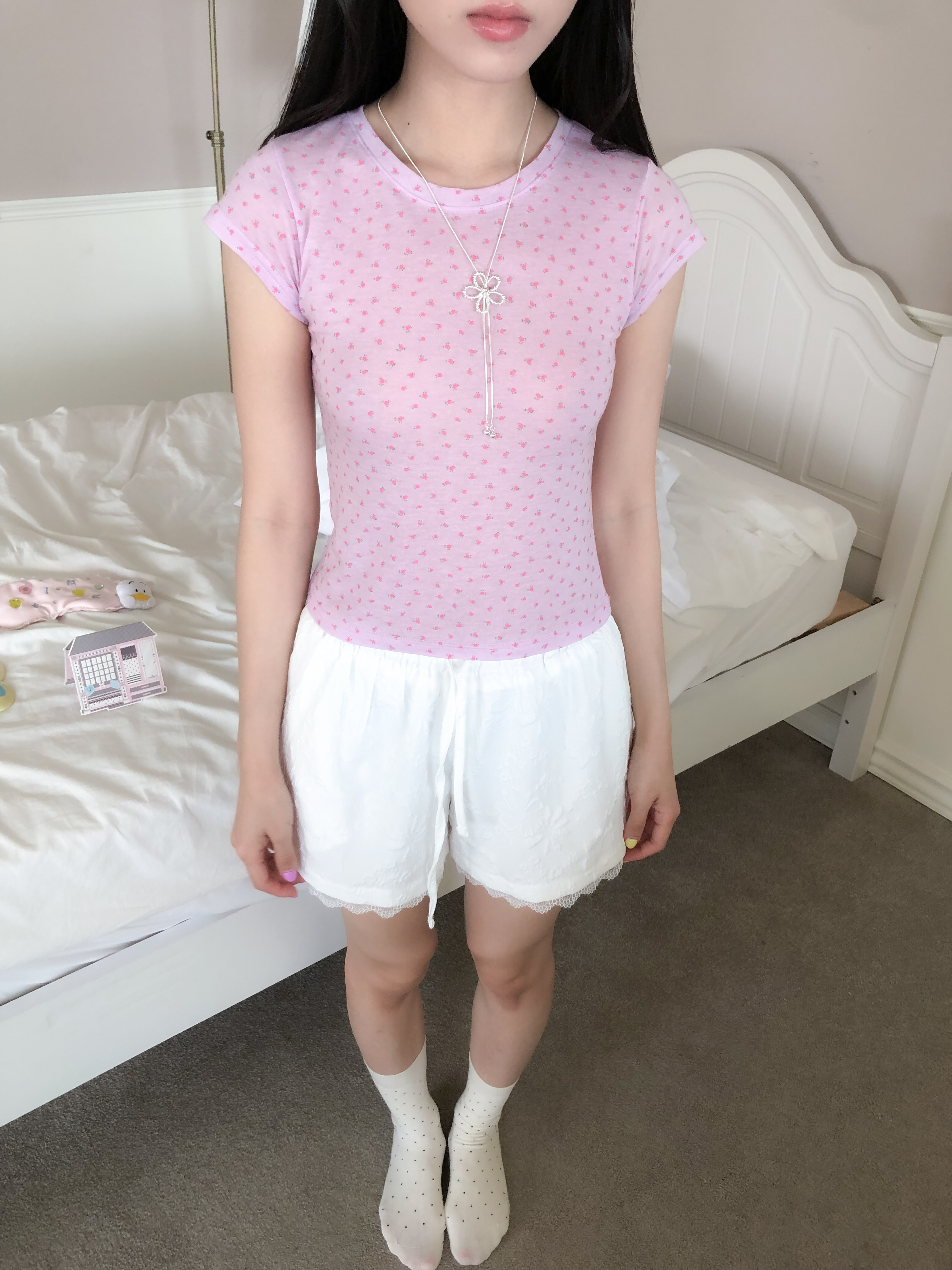 【discount】floral cap sleeve tee #上衣