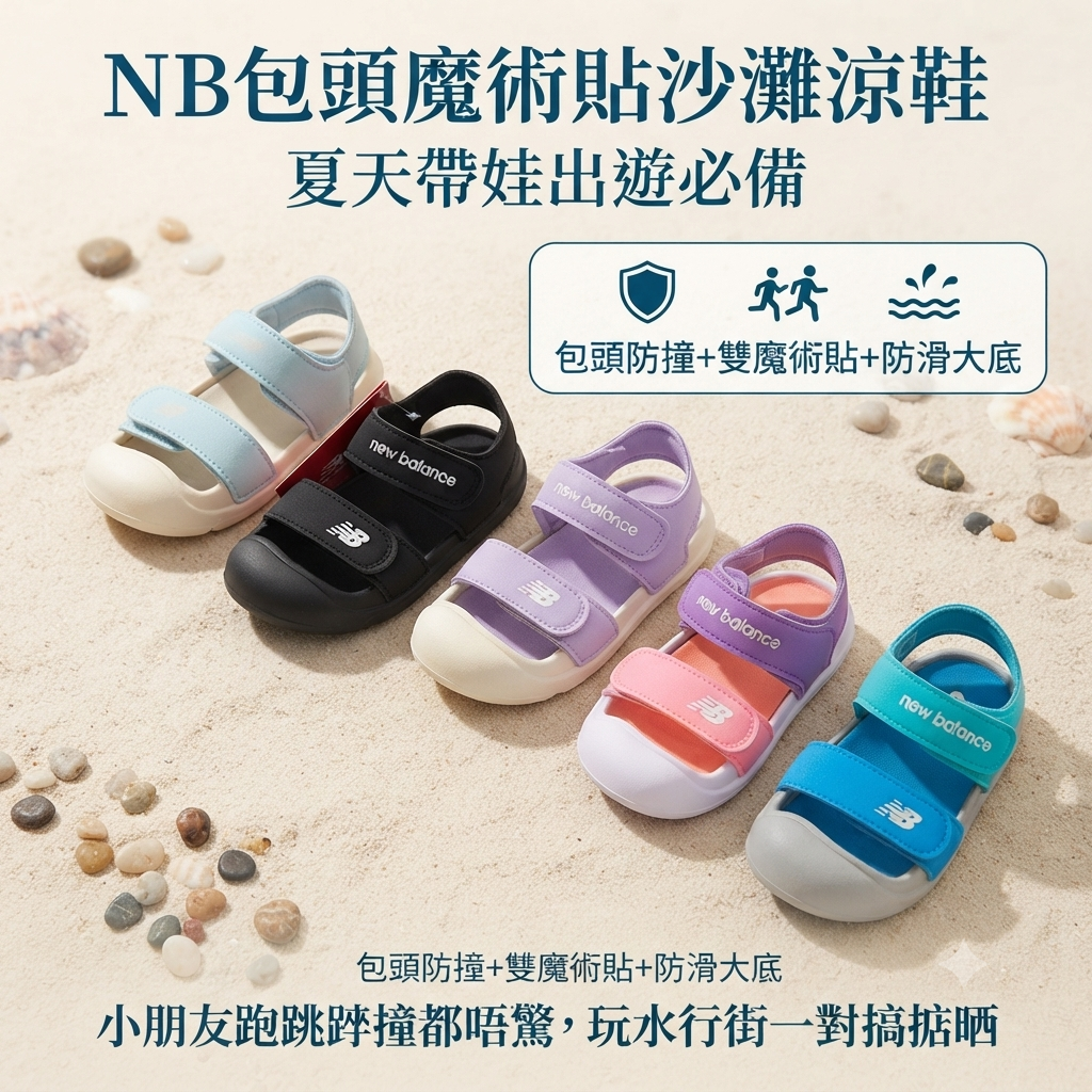 NB 包頭魔術貼沙灘涼鞋