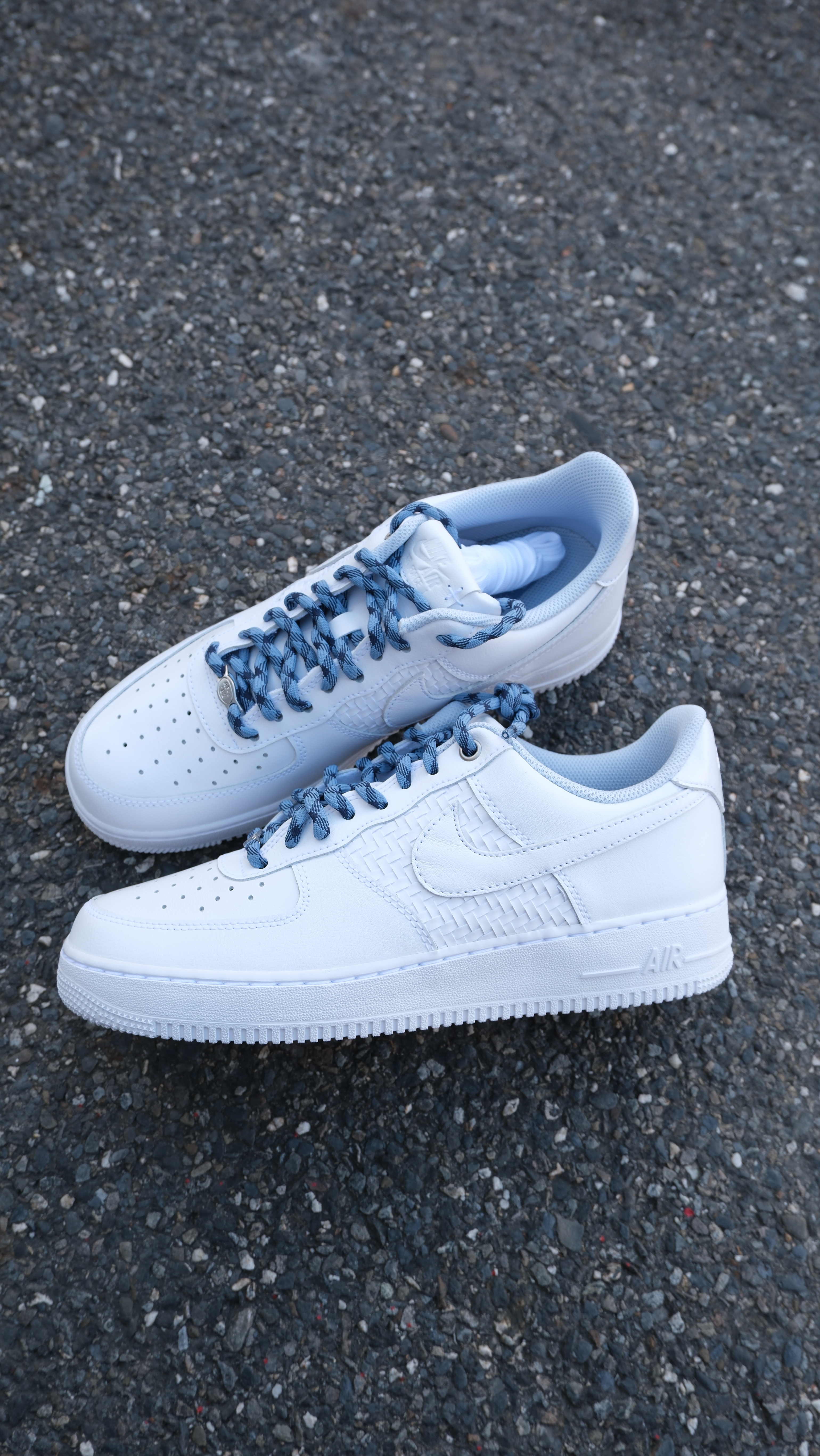 Nike Air Force 1 '07 LV8 ESS+ 編織 皮革 板鞋 男女同款 白藍 IW1892-111