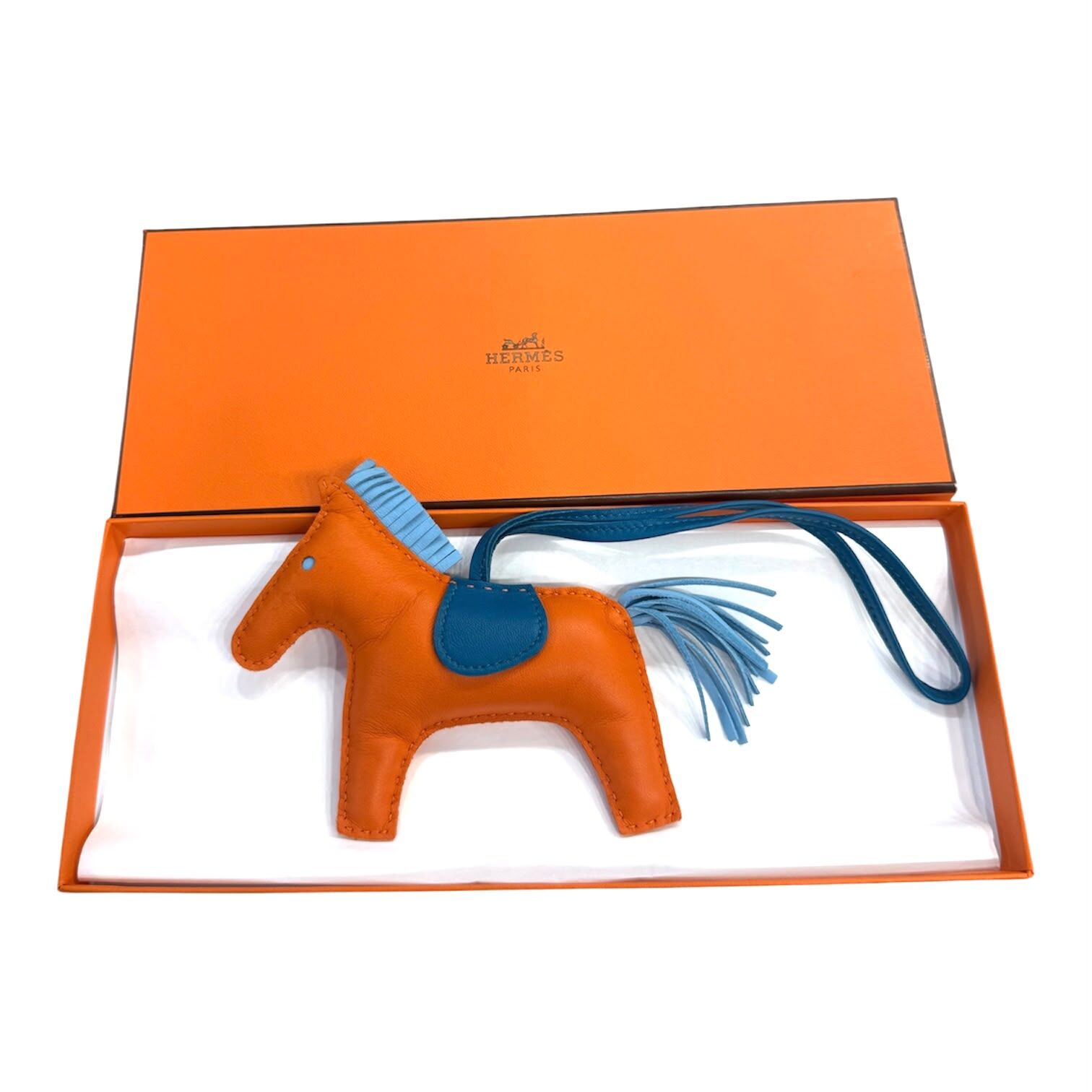 95%NEW USED HERMES 馬仔 RODEO MM ORANGE BLUE CHARM #愛馬仕挂飾