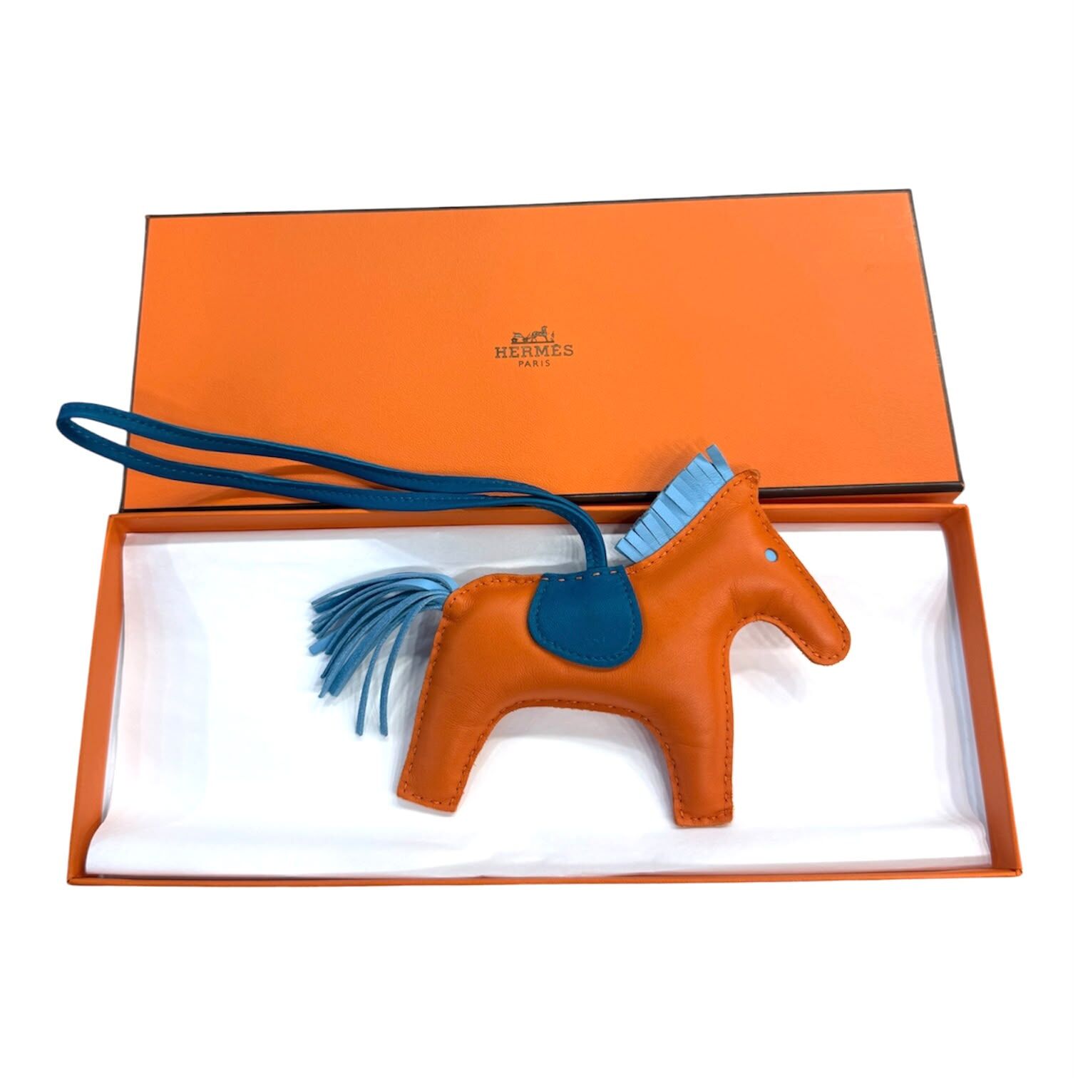 95%NEW USED HERMES 馬仔 RODEO MM ORANGE BLUE CHARM #愛馬仕挂飾