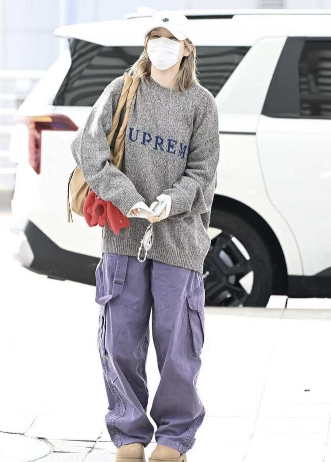 【代購】adidas Originals CURVED TROUSERS WOMEN ｜宋雨琦同款 紫色寬鬆工裝褲｜女款