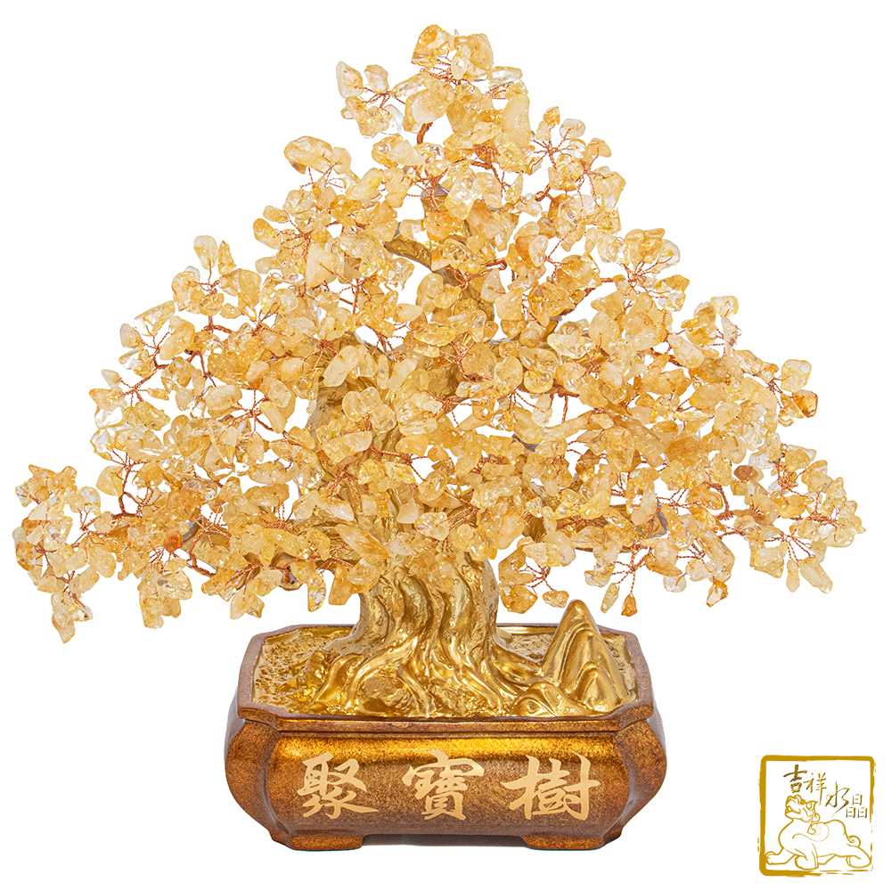 黃水晶金山發財樹 2.05kg / 兩種題字可挑