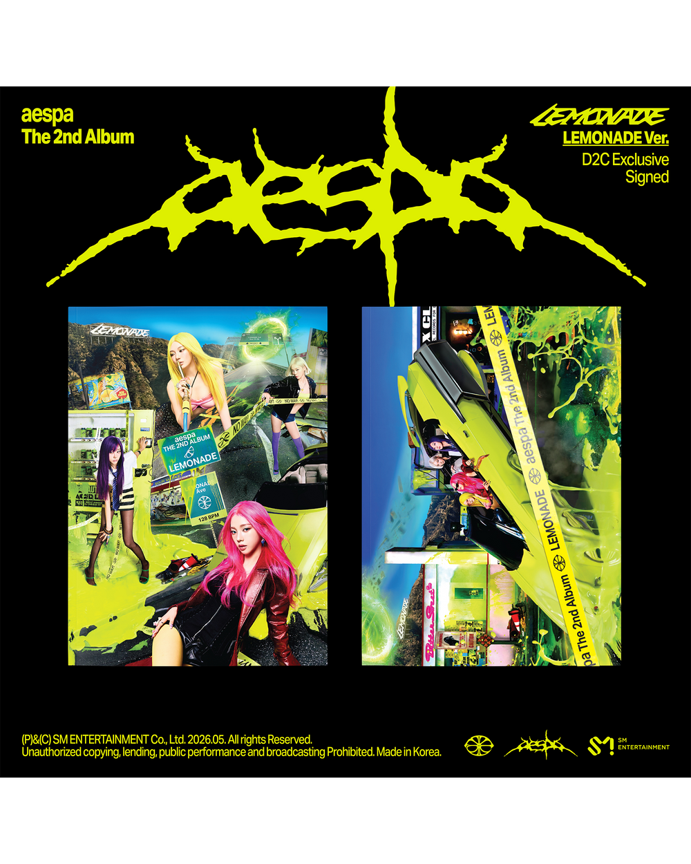 簽名版 AESPA 第二張專輯《LEMONADE》(LEMONADE Ver.)