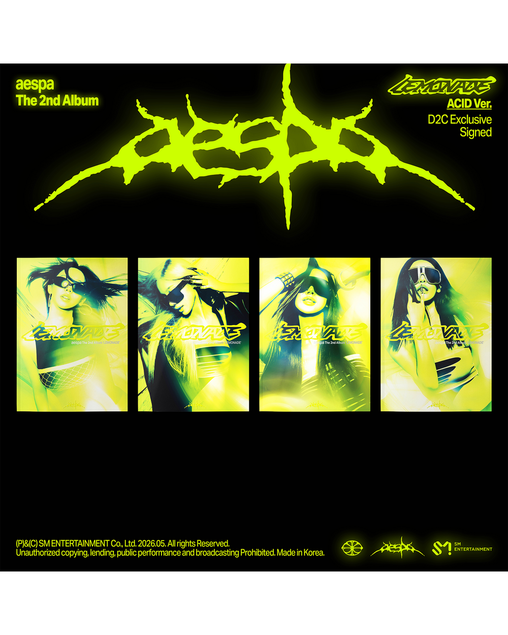簽名版 AESPA 第二張專輯《LEMONADE》(ACID Ver.)