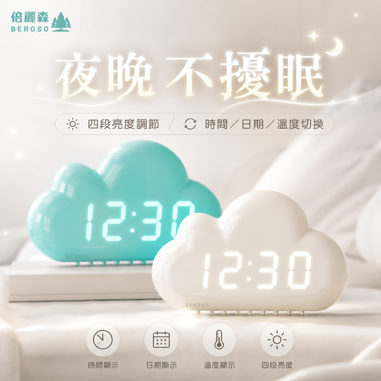 泡泡智慧聲控多功能溫度電子鐘DT35