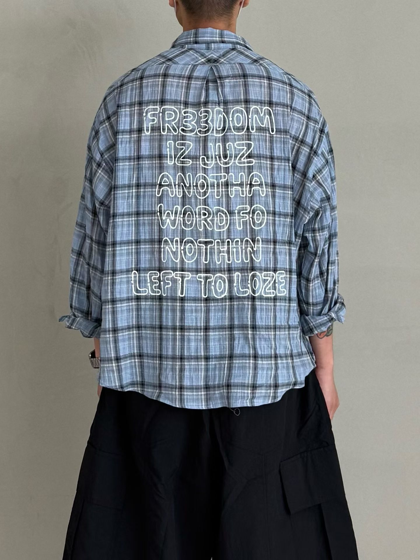 格仔英文字長袖恤衫 TAC-AQ-004S