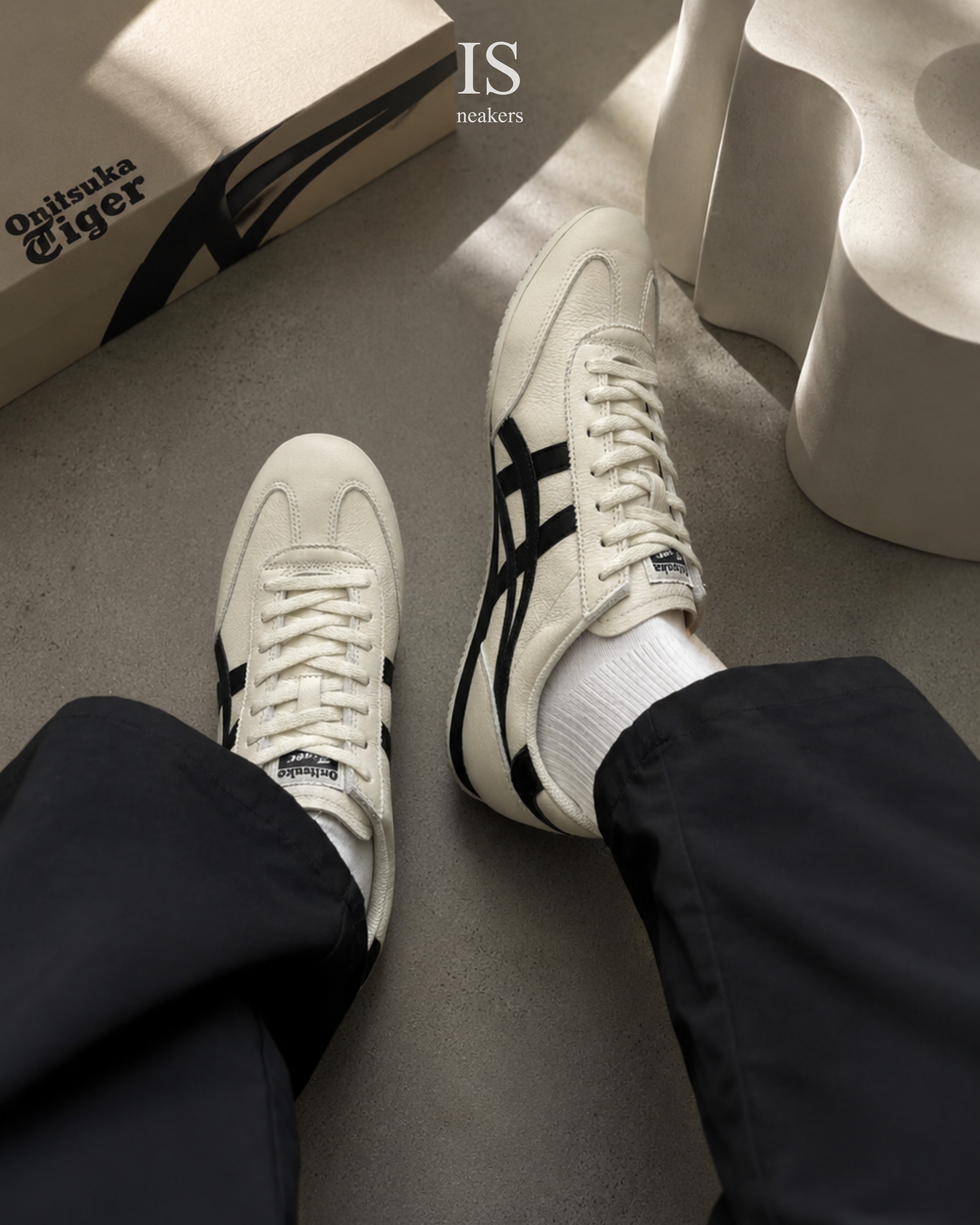 iSNEAKERS｜ONITSUKA TIGER 鬼塚虎 MACHU RACER 米白黑 德訓鞋 (男/女款) 1183B770-200