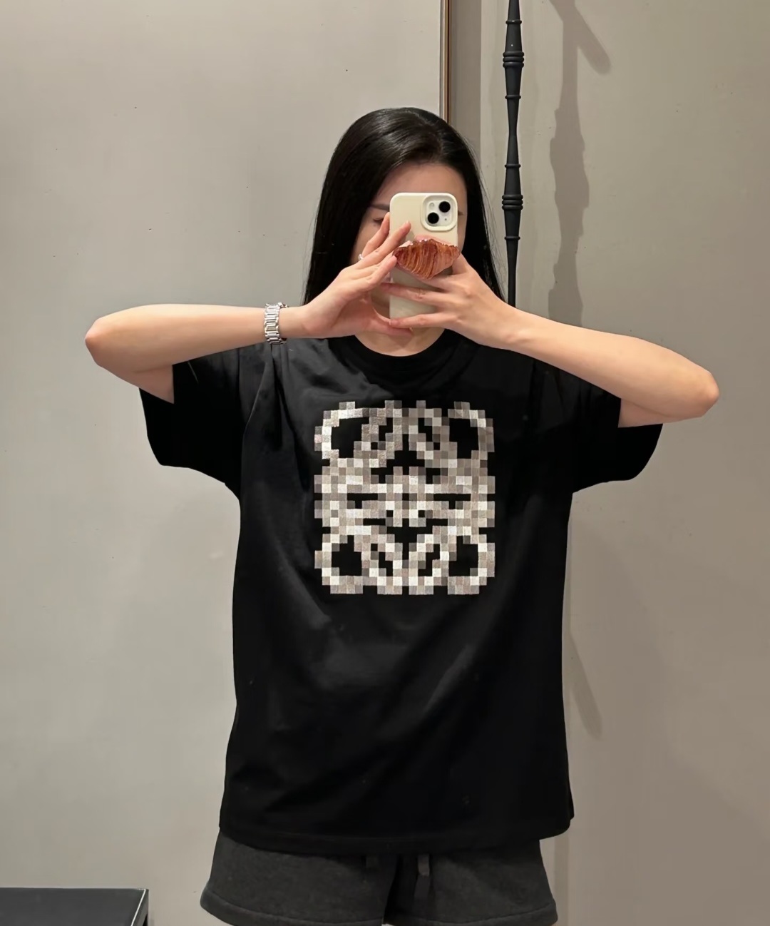 LOEWE 黑色 馬賽克LOGO Tee