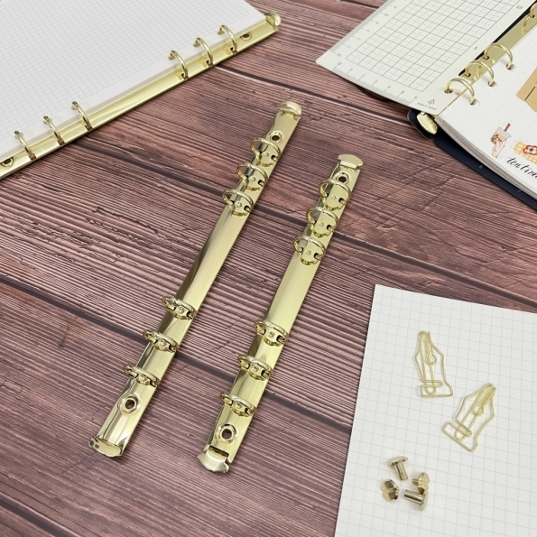 金屬活頁環 6孔金色 附螺絲+鎖針 A5/A6 ｜Imat