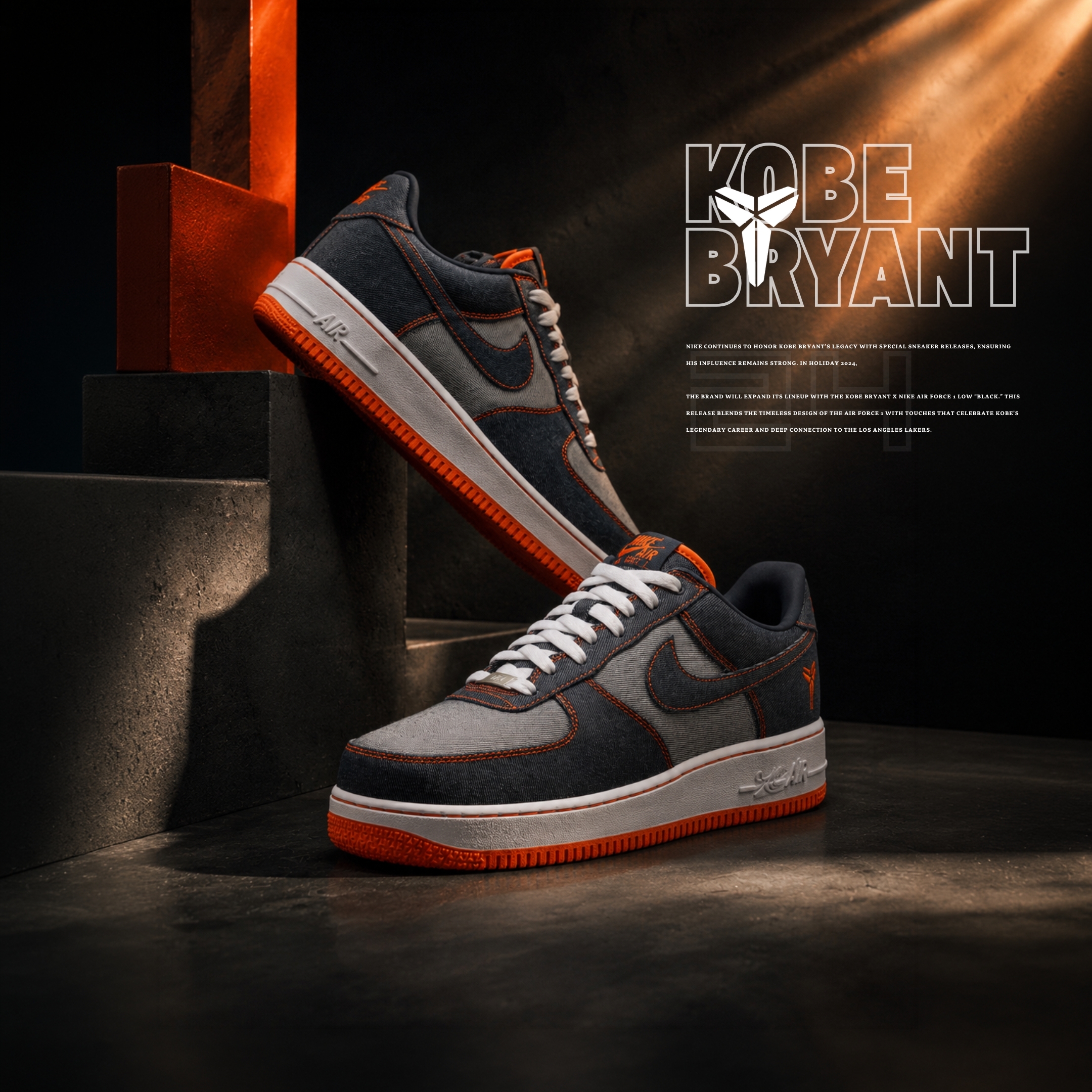 NICEDAY 代購 Kobe Bryant x Nike Air Force 1 科比 老大 黑橘 黑灰 紀念 聯名 IM1980-400