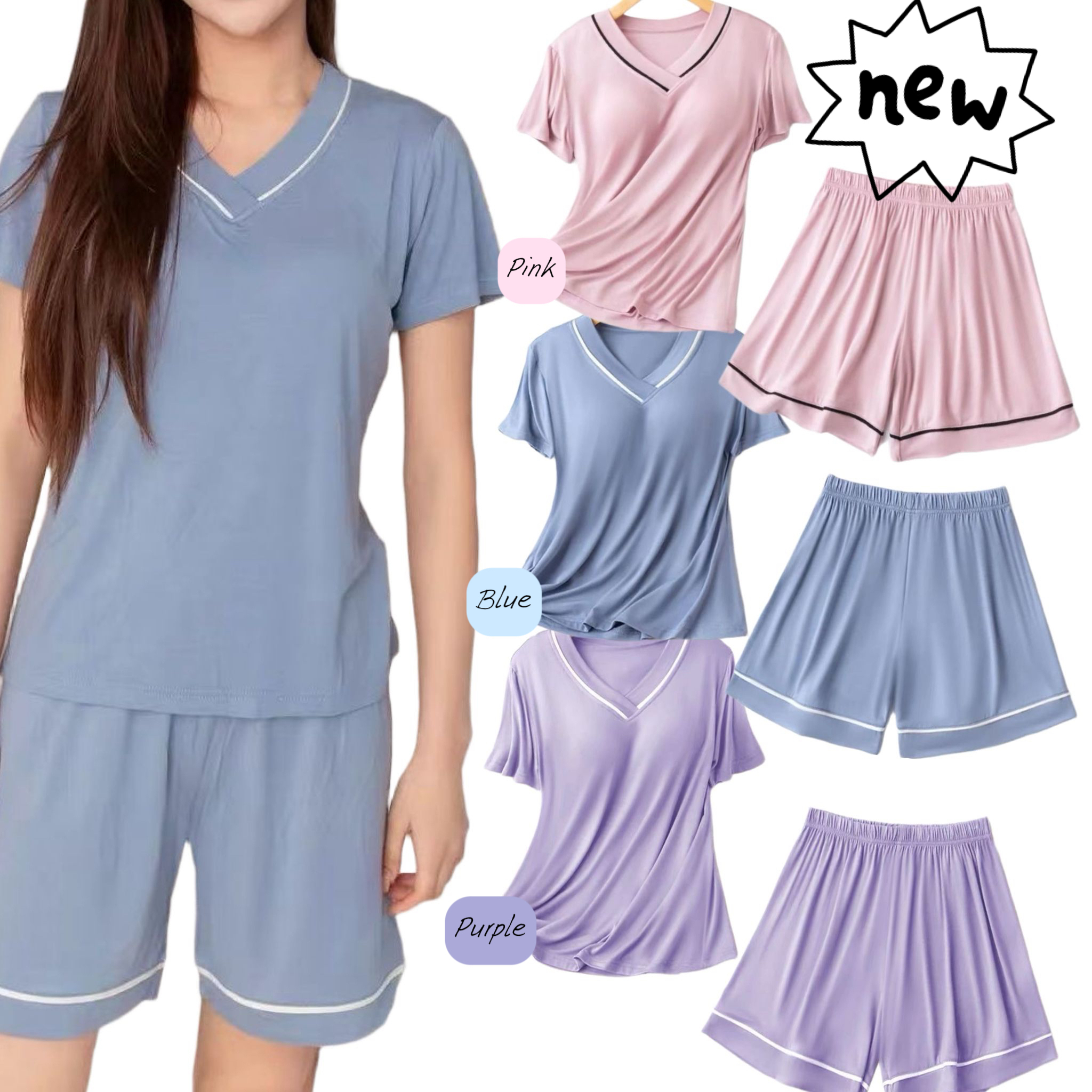 (現貨)  LBK-3472 成人連胸墊家居服套裝