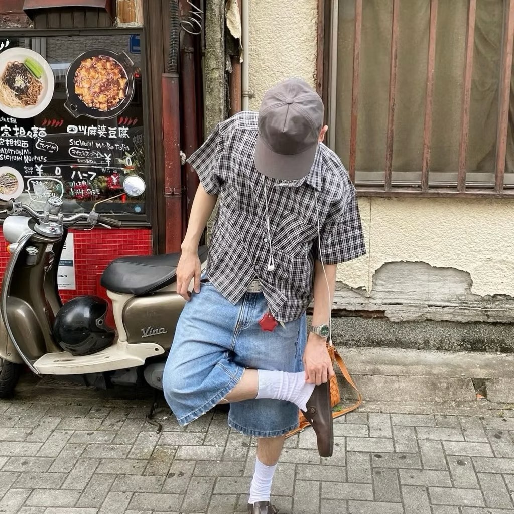 （現貨）越南品牌 FLEXFOX Boxy caro 短寬 口袋 格紋 襯衫  FLEXFOX01