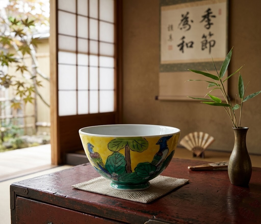 吉田屋風花鳥．職人手繪大古瓷盛缽