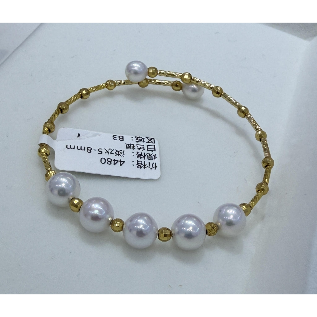 CN-LLH0706-81 JC11_珍珠手鈪｜5-8mm S925-金色(連盒連證書) (A11)