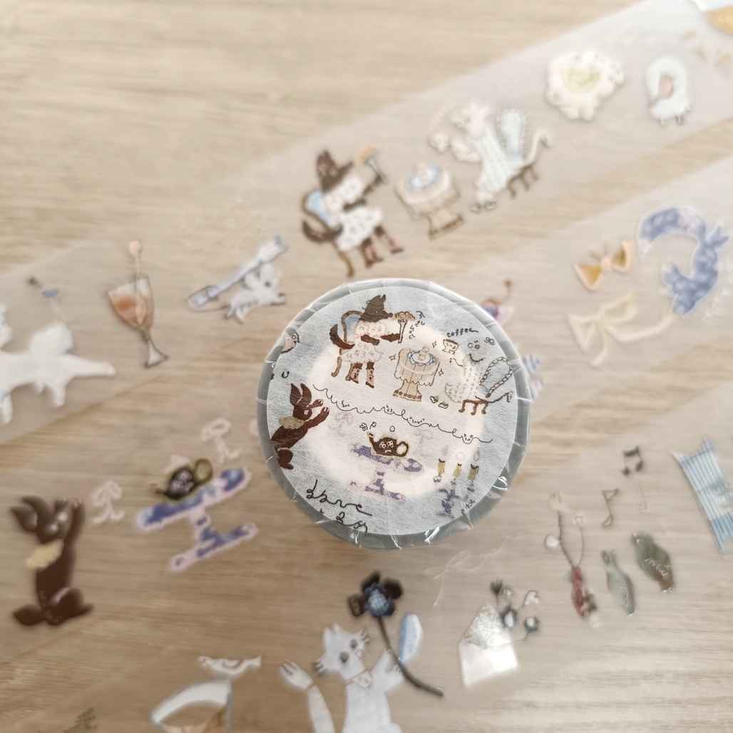 何包蛋．派對小訪客 4cm燙玫瑰金霧面PET膠帶 <整捲/分裝>