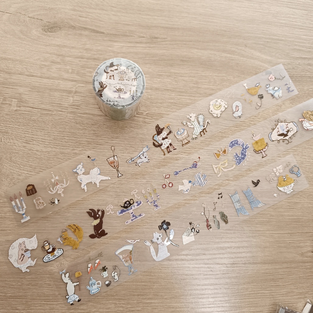 何包蛋．派對小訪客 4cm燙玫瑰金霧面PET膠帶 <整捲/分裝>