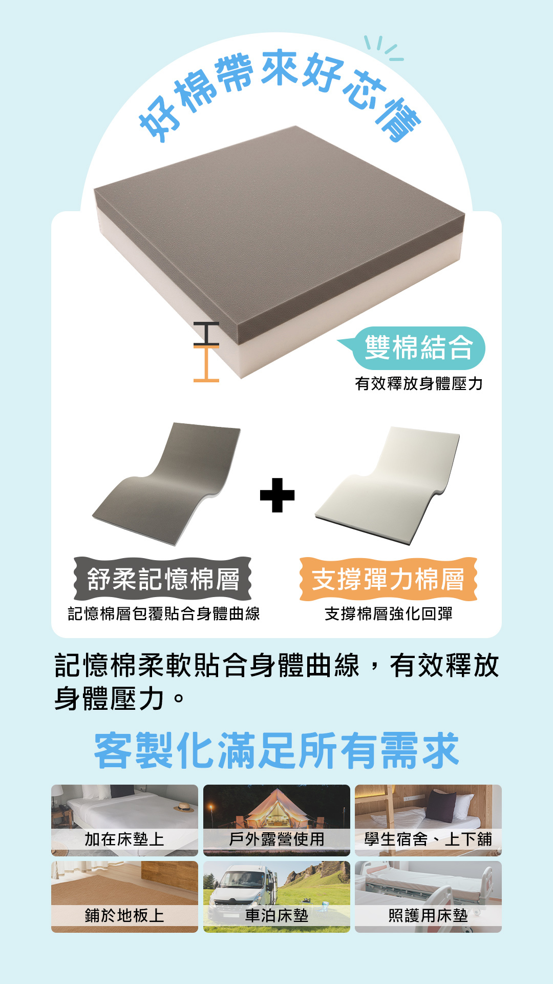 記憶棉芯不同之處