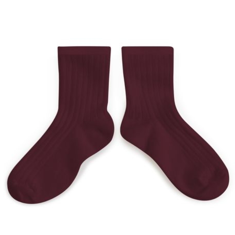 (預購) COLLEGIEN 羅紋短襪 La Mini - 640 Bordeaux Grand Cru 酒紅