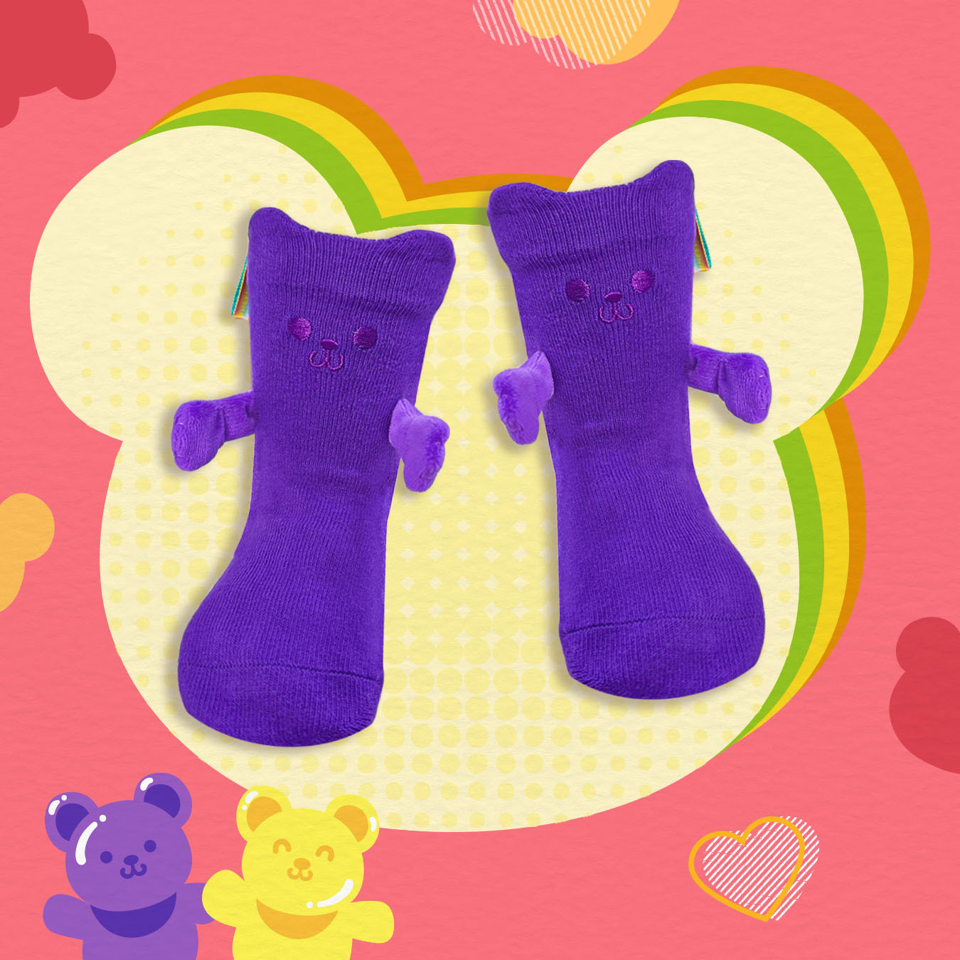 Cute Bear Baby Socks (Purple)