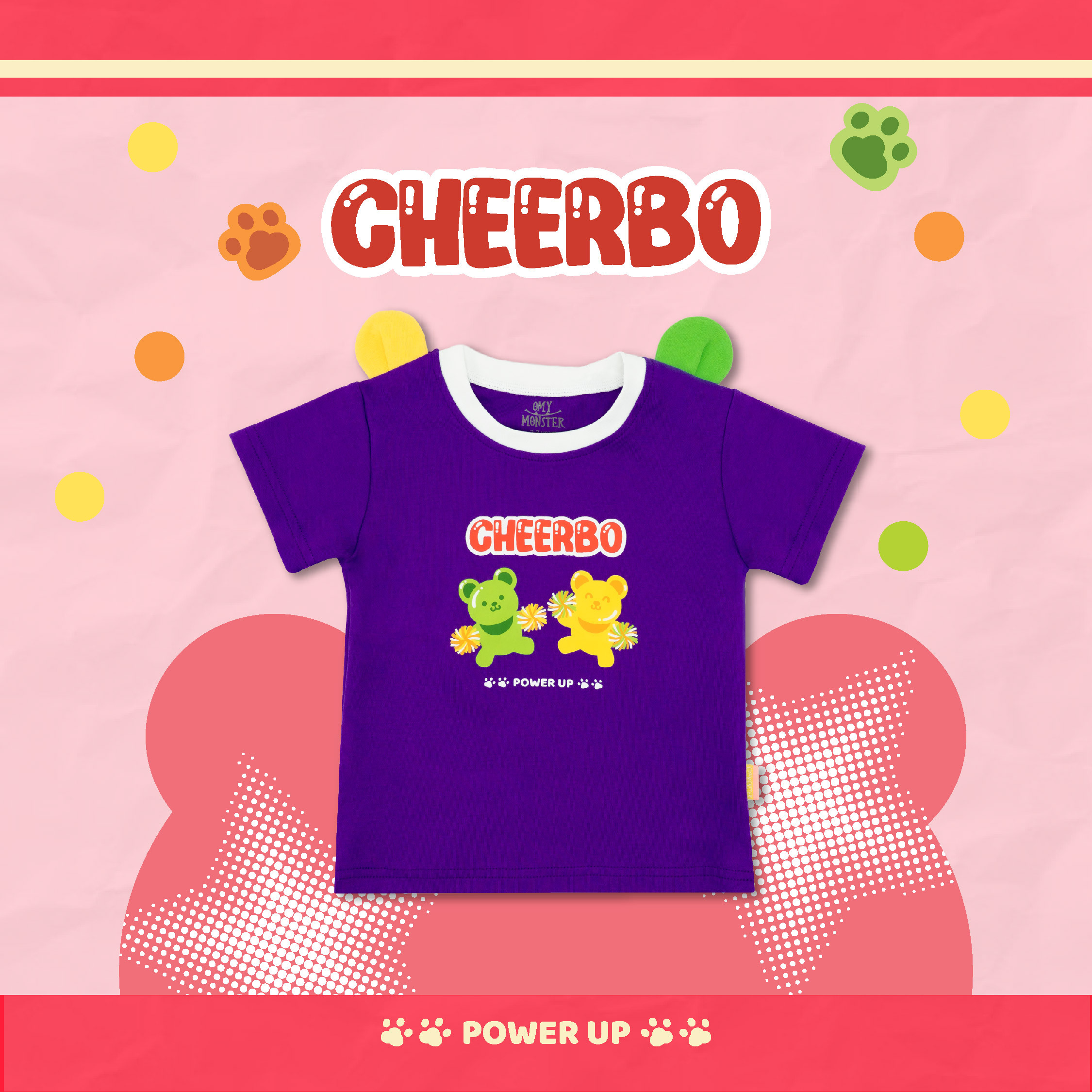 OMYMONSTER Cheer Bo 慶祝熊寶短袖上衣 (紫色）