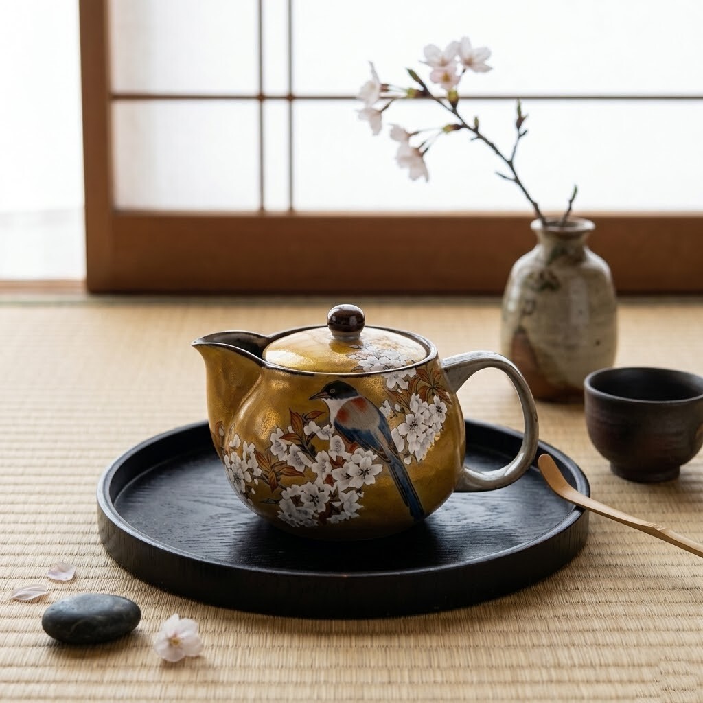春櫻靈鳥．金彩滿繪傳統茶具