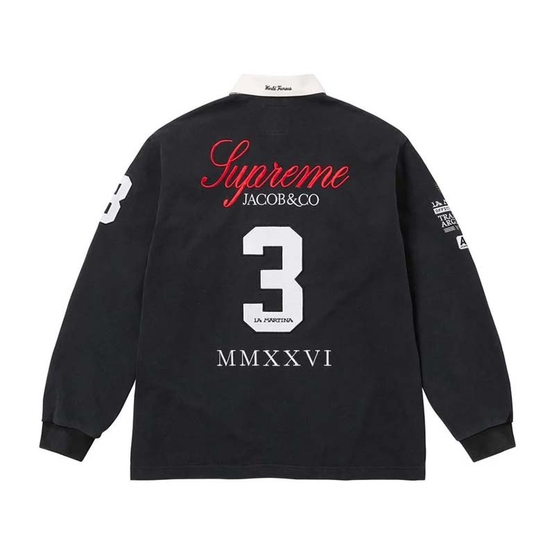 Supreme La Martina Jacob&co Rugby 馬球 球衣 電繡 長袖 黑色 SS26KN65-BK [台灣現貨]
