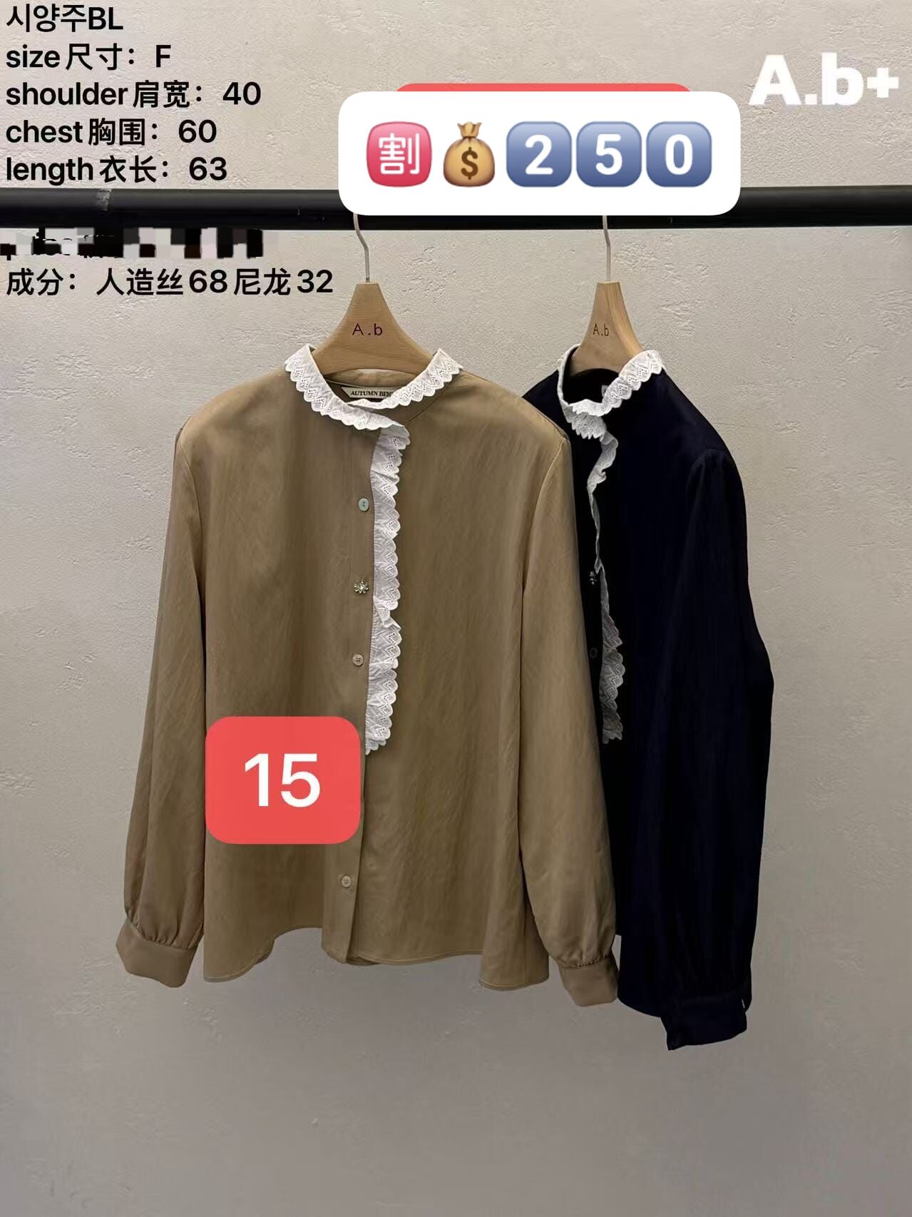 ABB6315 宮廷花邊排扣襯衫 *特價貨品不設退換*