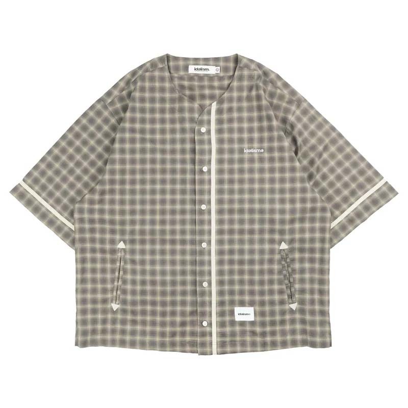 idealism Check Baseball Shirt Brown 格子 棒球衫 短袖 棕色 ID-40 [台灣現貨]