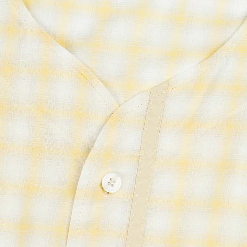 idealism Check Baseball Shirt Yellow 格子 棒球衫 短袖 黃色 ID-41 [台灣現貨]