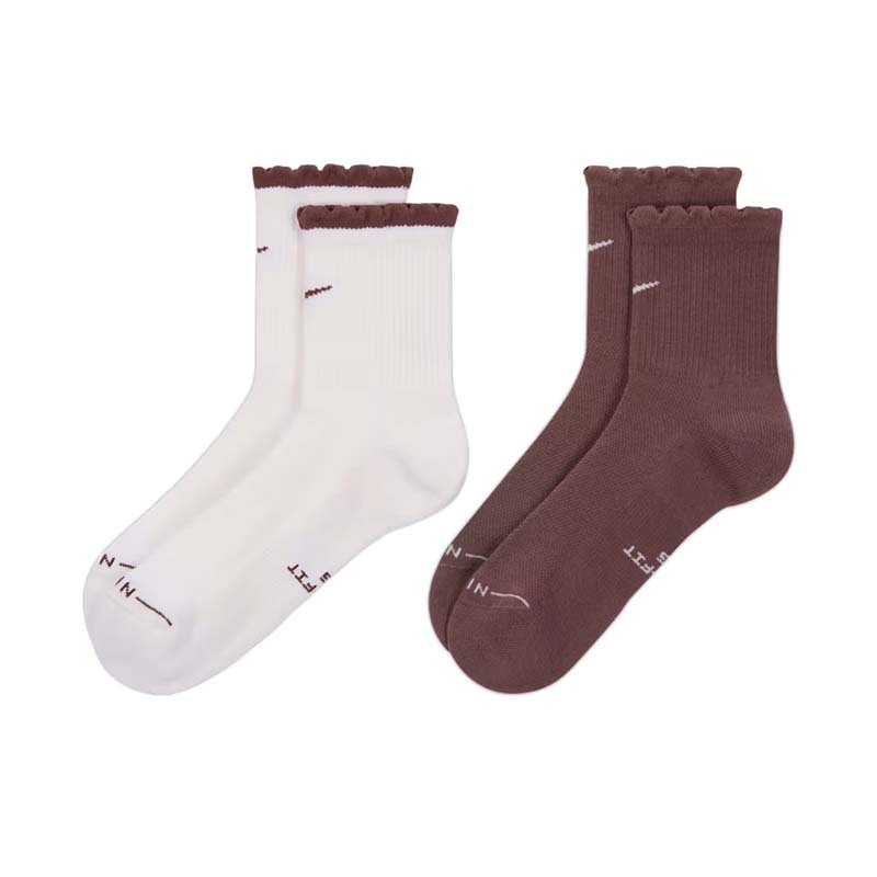 Nike Everyday Elevated 中筒運動襪 花邊 襪子 2雙一組 白色 棕色 IH8621-903 [台灣現貨]