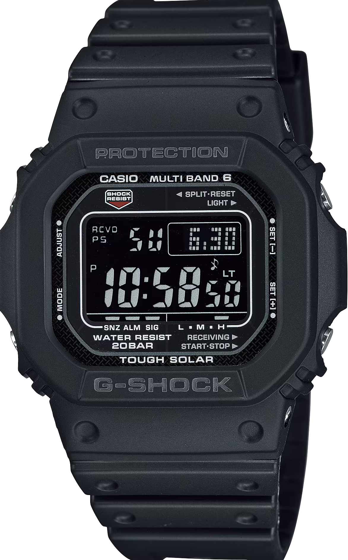 萬年鐘錶 - G-SHOCK  經典設計太陽能電波電子錶 GW-M5610U-1B  錶徑 : 43.2mm