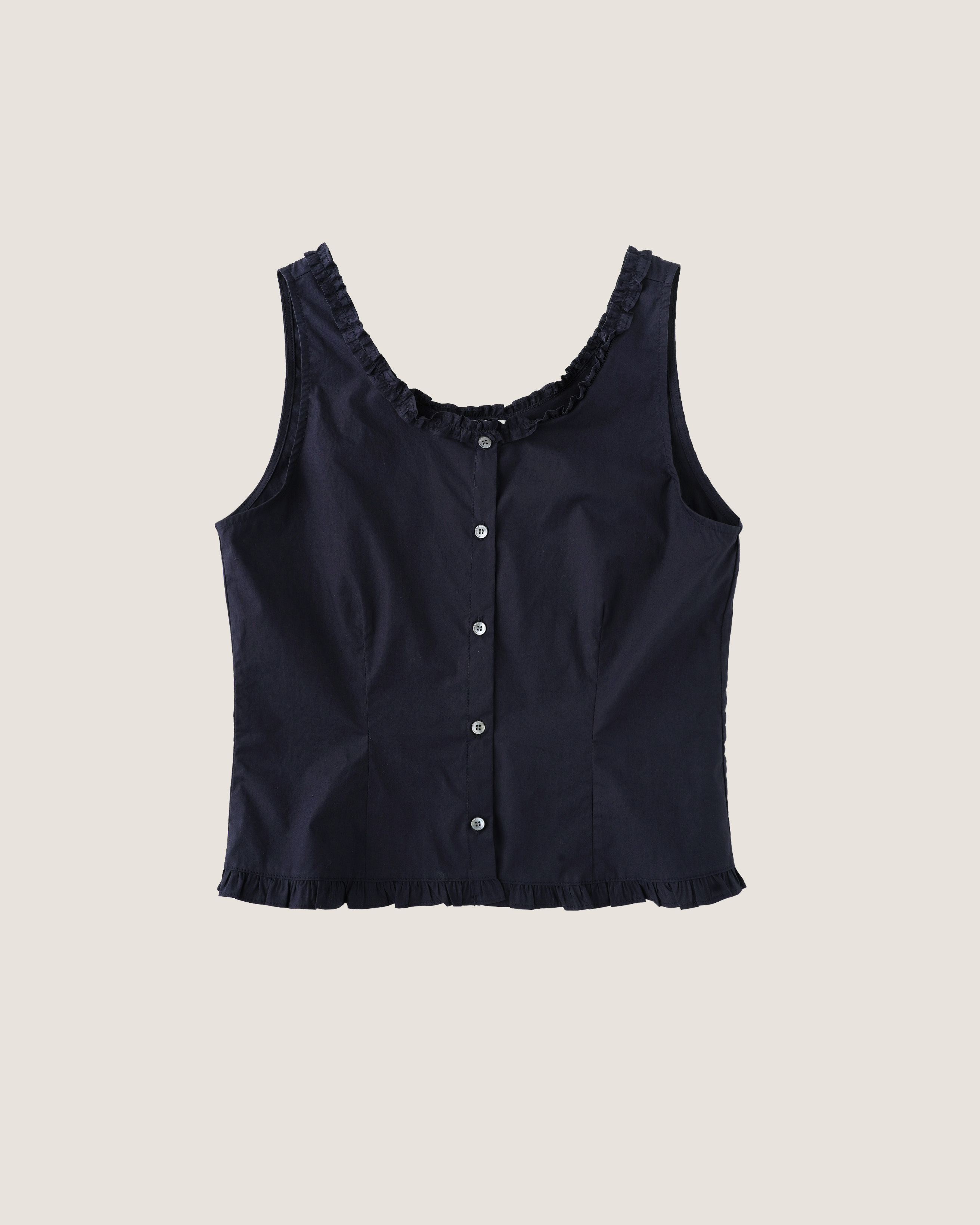 Clara Button Top - Dark Blue