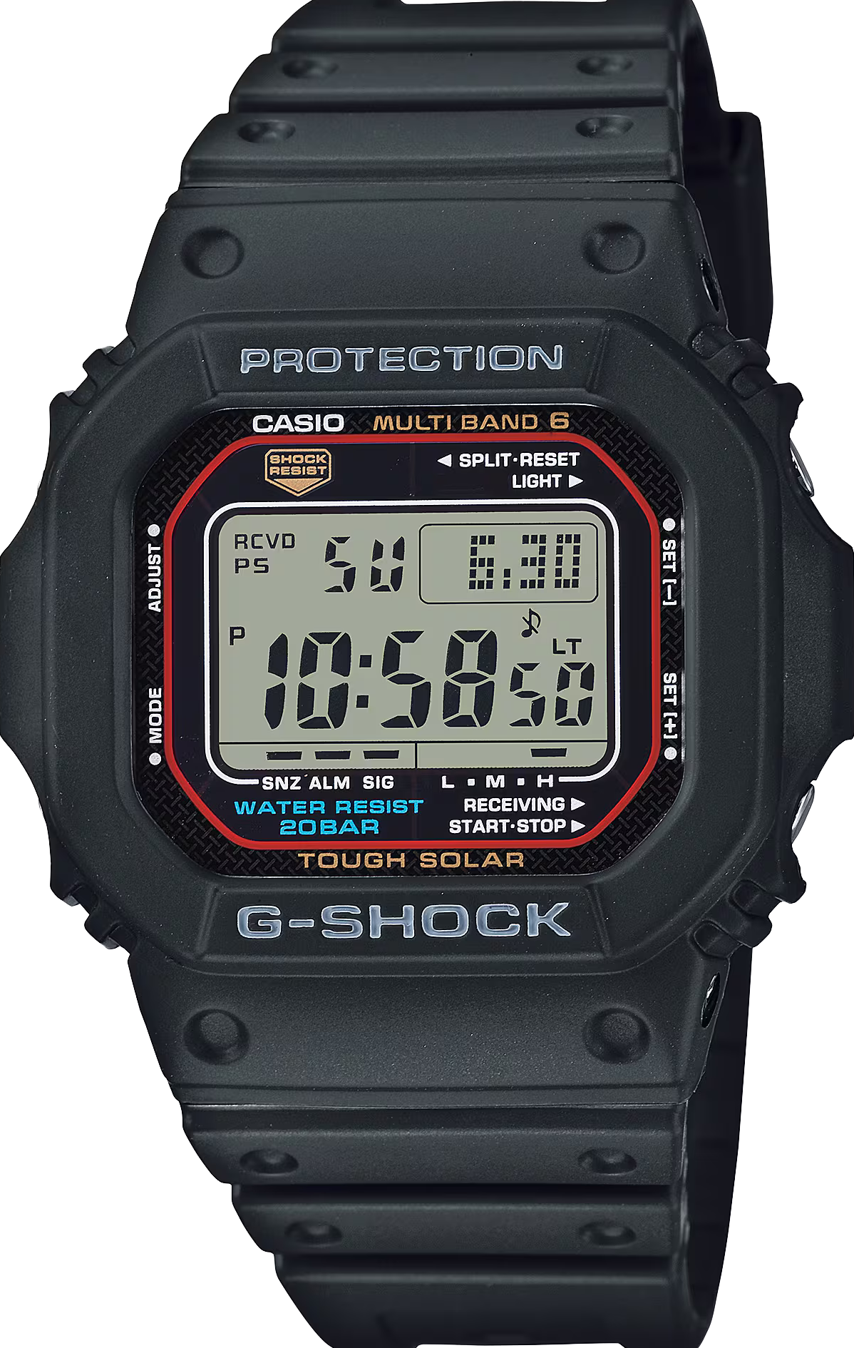 萬年鐘錶 - G-SHOCK  經典設計太陽能電波電子錶 GW-M5610U-1 錶徑 : 43.2mm