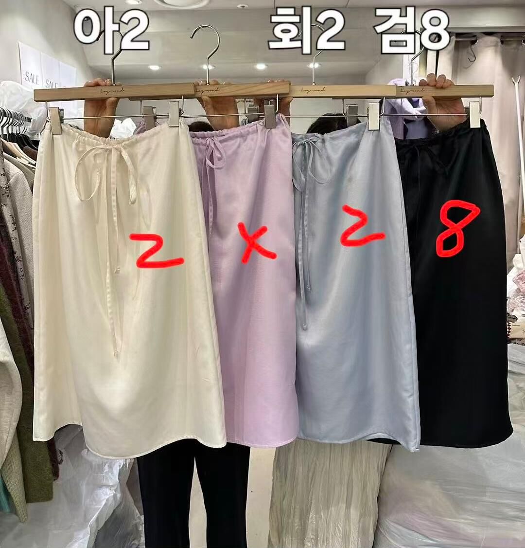 LR6369 絲滑感抽繩半長裙 *特價貨品不設退換*