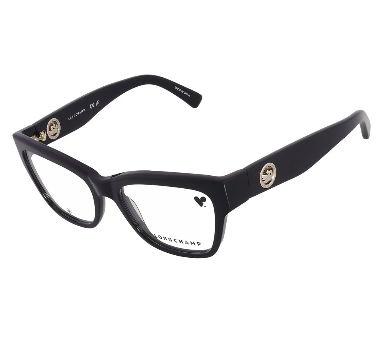 【預購】LONGCHAMP H070611 Cat Eye 女裝平光鏡眼鏡 (黑邊框配鏤空裝飾)
