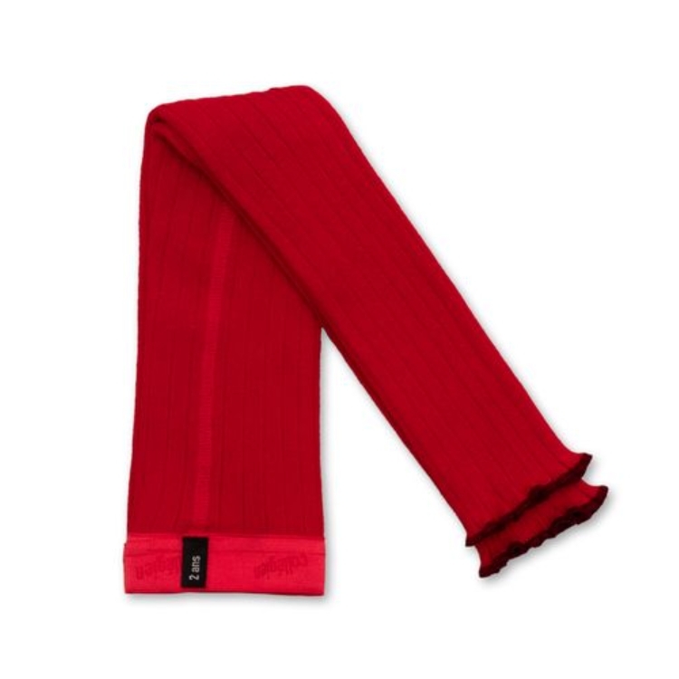 (預購) COLLEGIEN 羅紋滾邊跳色打底褲 Séverine - 502 Coquelicot 罌粟紅