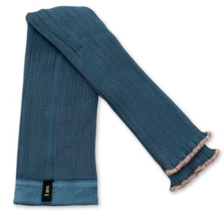 (預購) COLLEGIEN 羅紋滾邊跳色打底褲 Séverine - 960 Bleu Cendré 灰藍