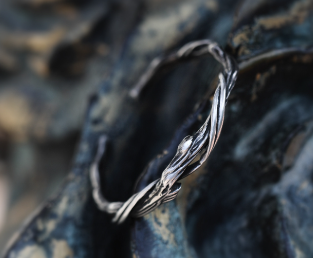 Eroded Growth Twisted Branch  Open Cuff Bracelet