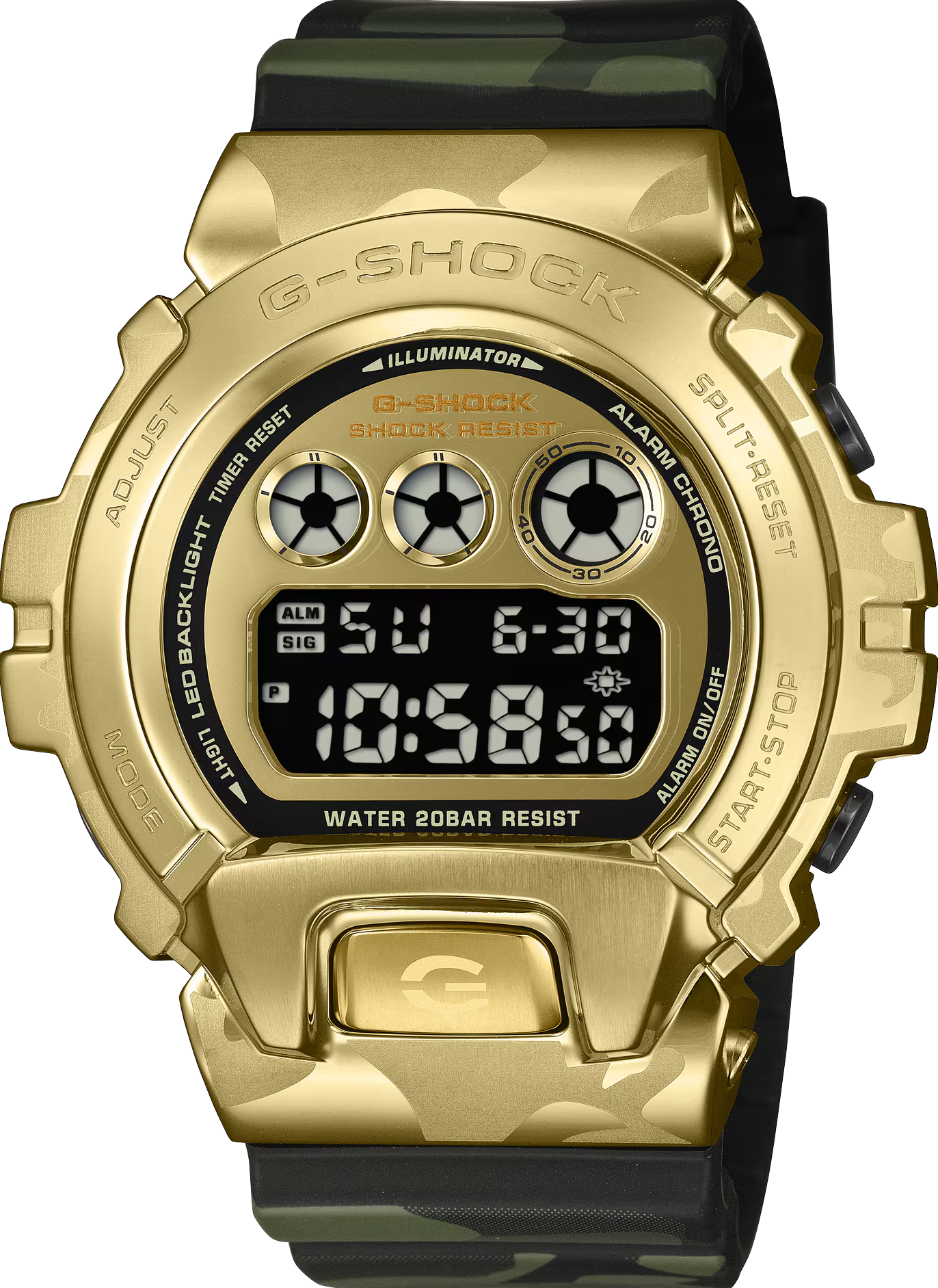 萬年鐘錶 - G-SHOCK   Bold Camo系列街頭迷彩防震電子錶 GM-6900CMG-3 錶徑 : 49.7mm