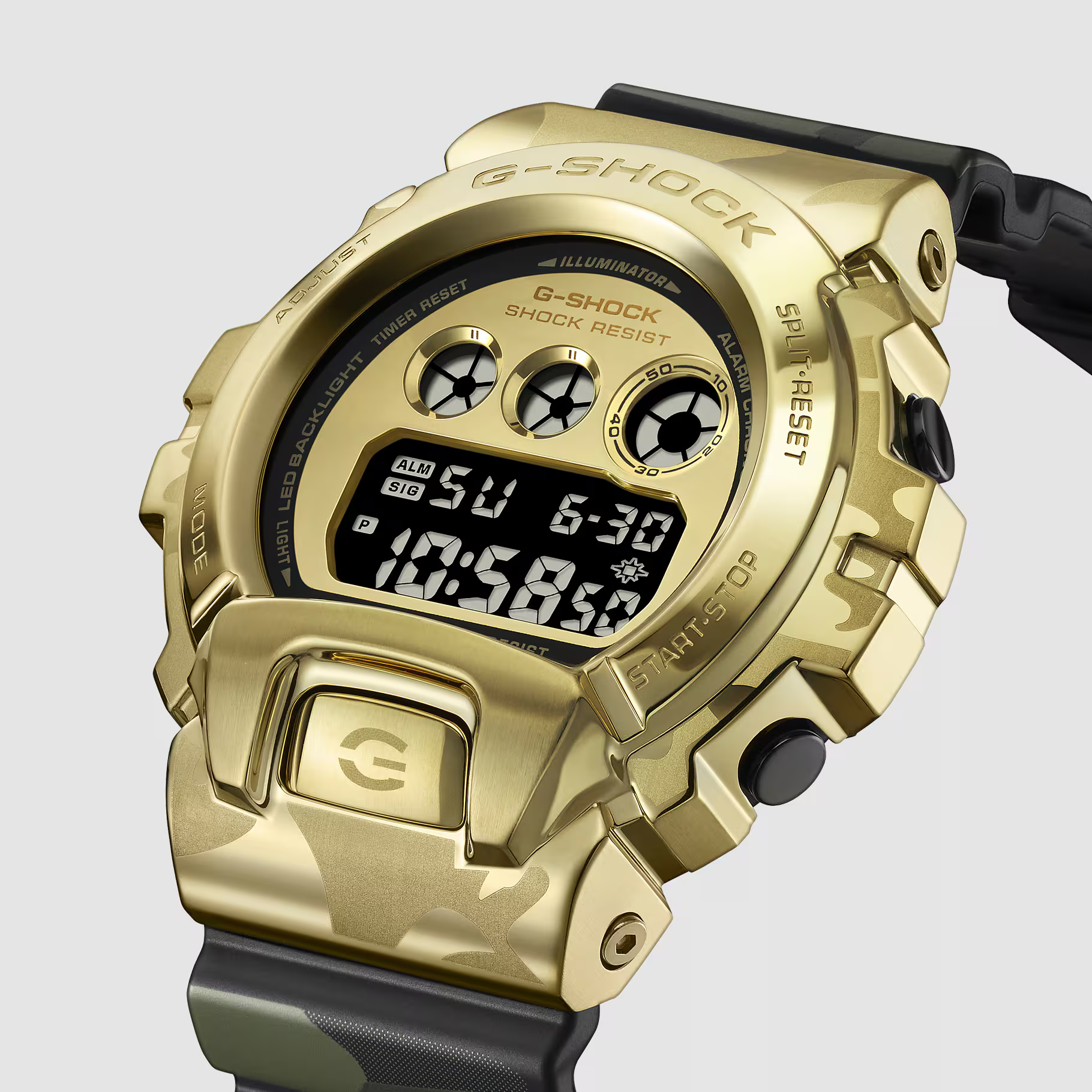 萬年鐘錶 - G-SHOCK   Bold Camo系列街頭迷彩防震電子錶 GM-6900CMG-3 錶徑 : 49.7mm