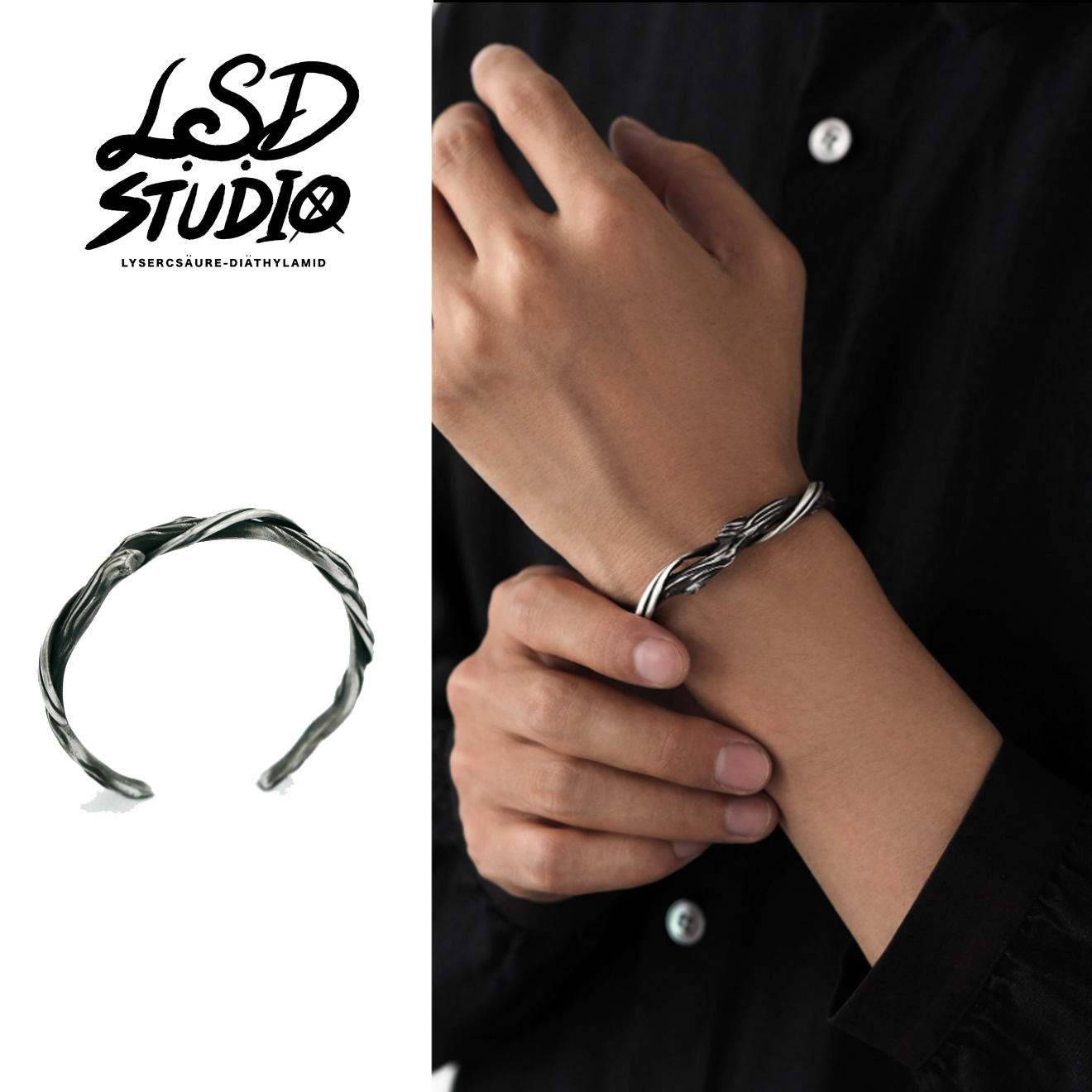 Eroded Growth Twisted Branch  Open Cuff Bracelet