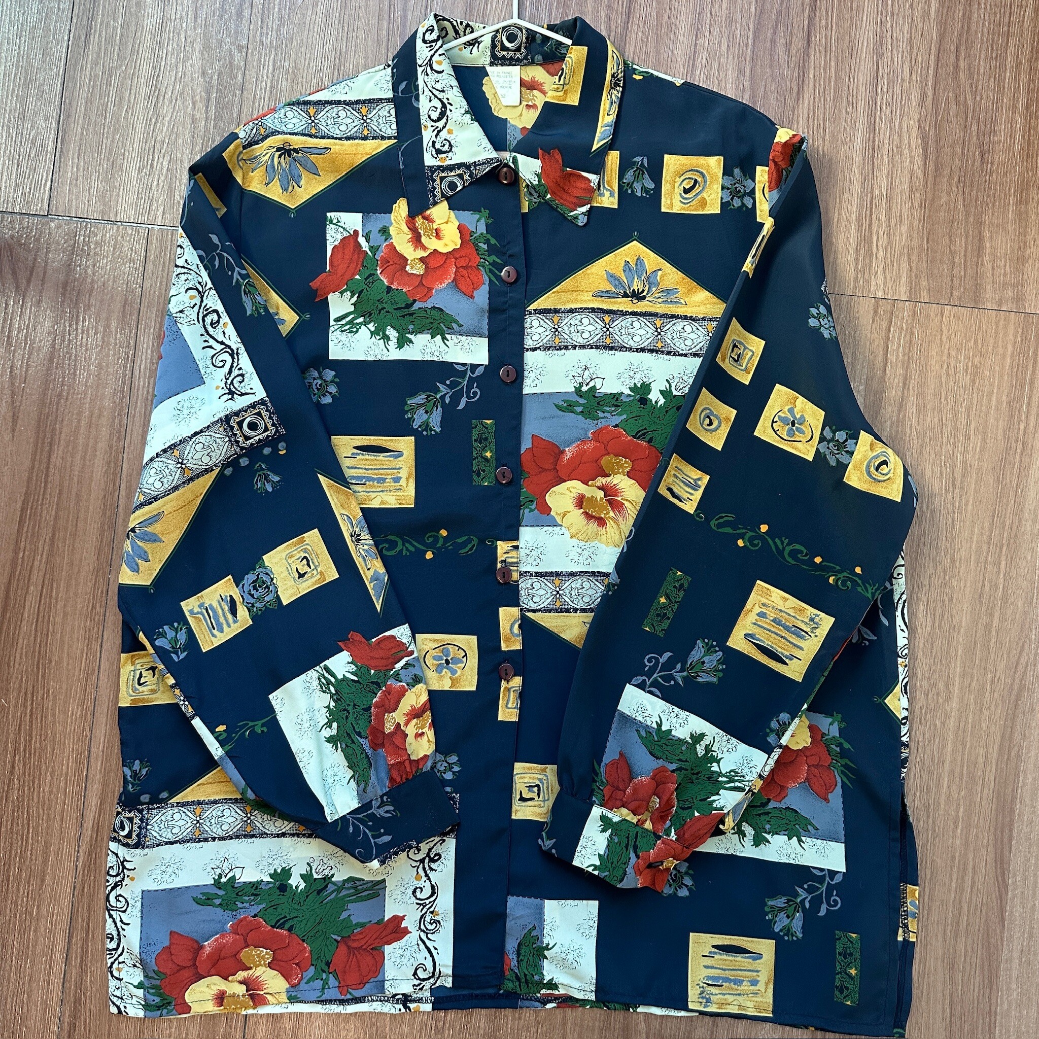 Made in France Navy Floral Long-sleeved Shirt
