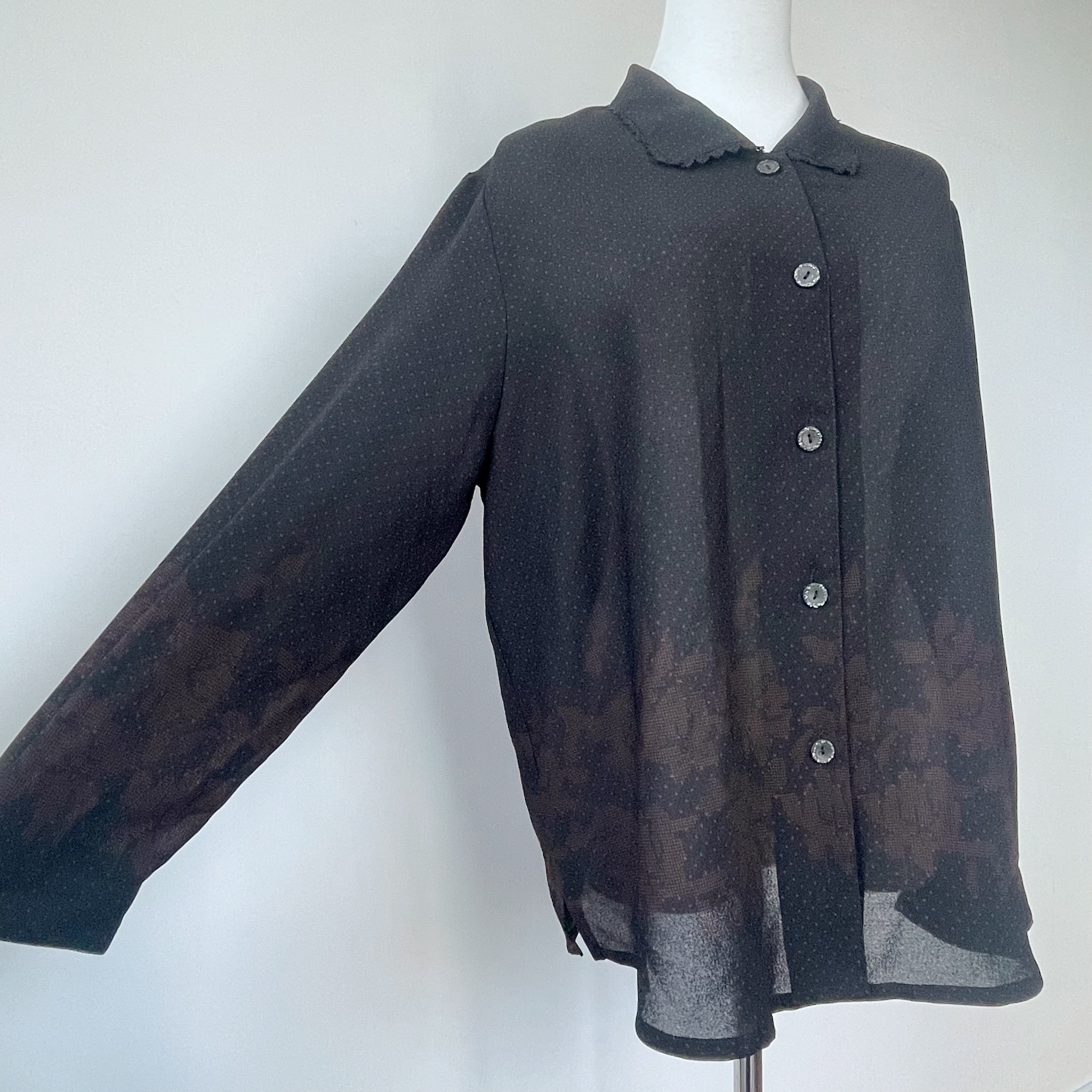 Black Polka Dot Long-sleeved Vintage Shirt
