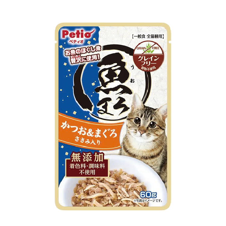 Petio  鰹魚、吞拿魚及雞肉絲 貓咪濕糧 60g（PTO-6527）