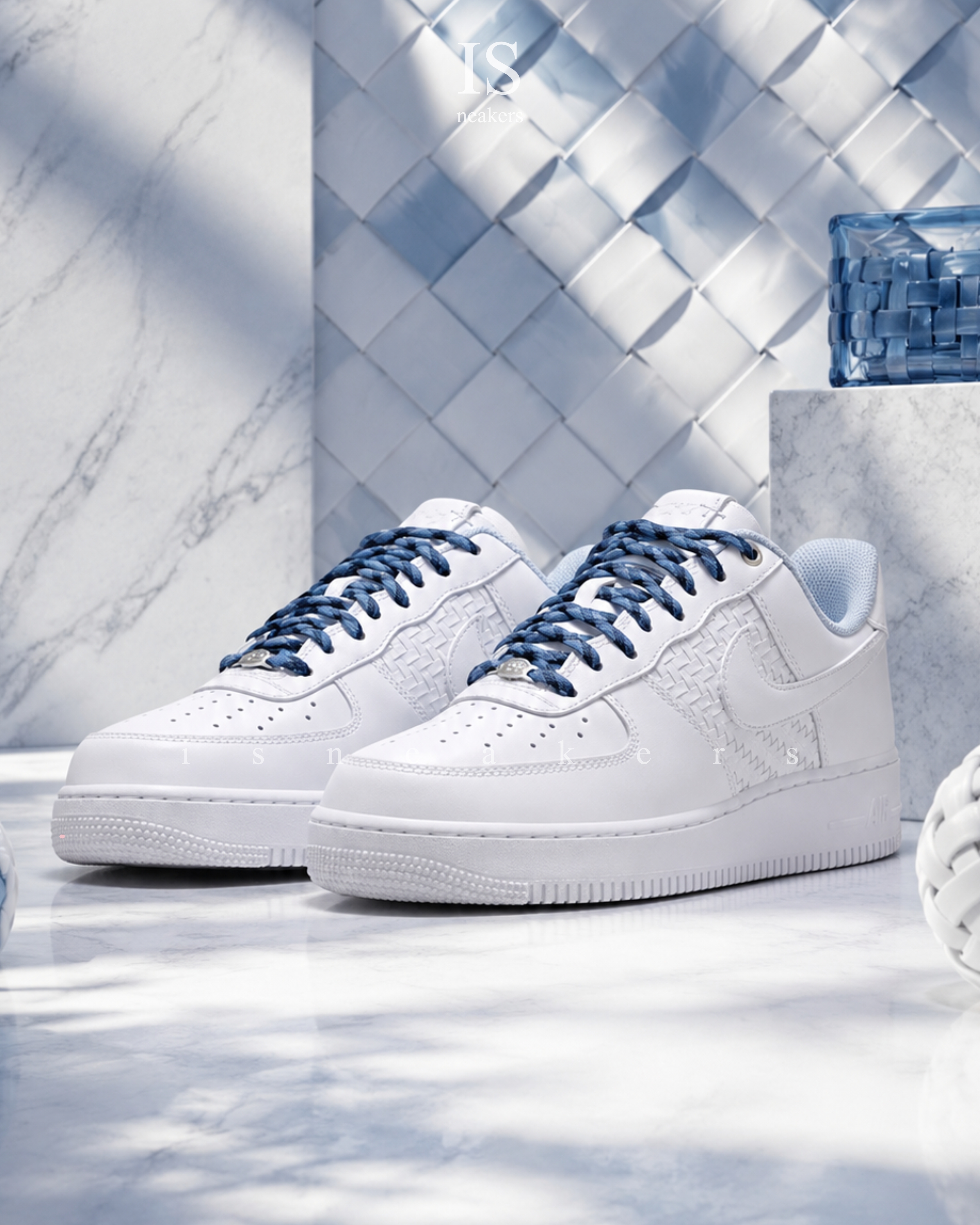 iSNEAKERS｜Nike Air Force 1 編織BV 冰川藍 白藍 IW1892-111