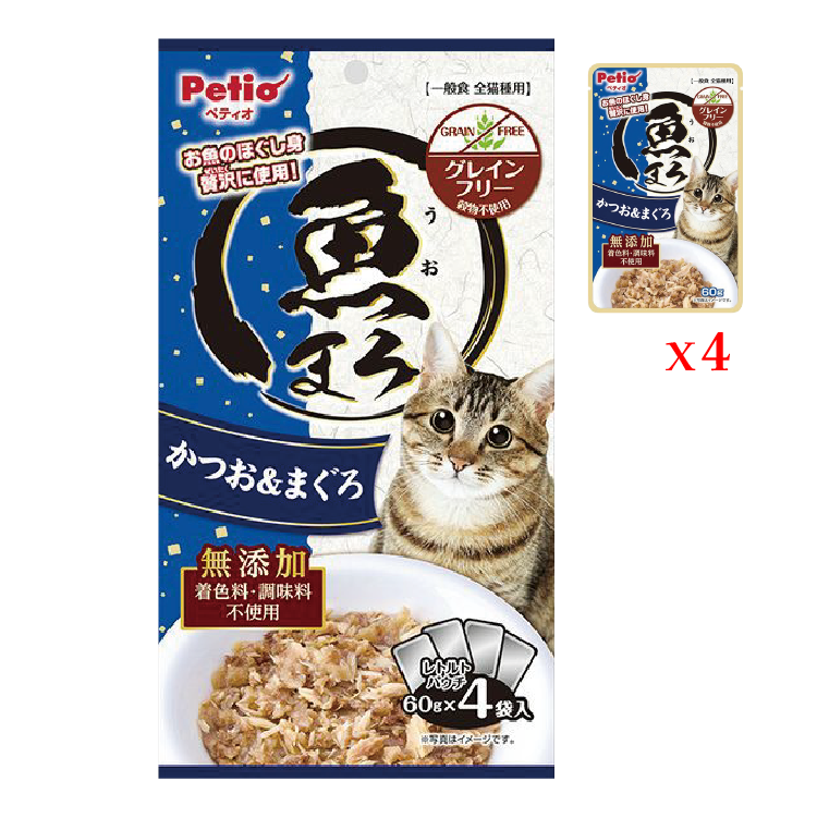 Petio  鰹魚與吞拿魚風味 貓咪濕糧 60g x 4（PTO-6510）