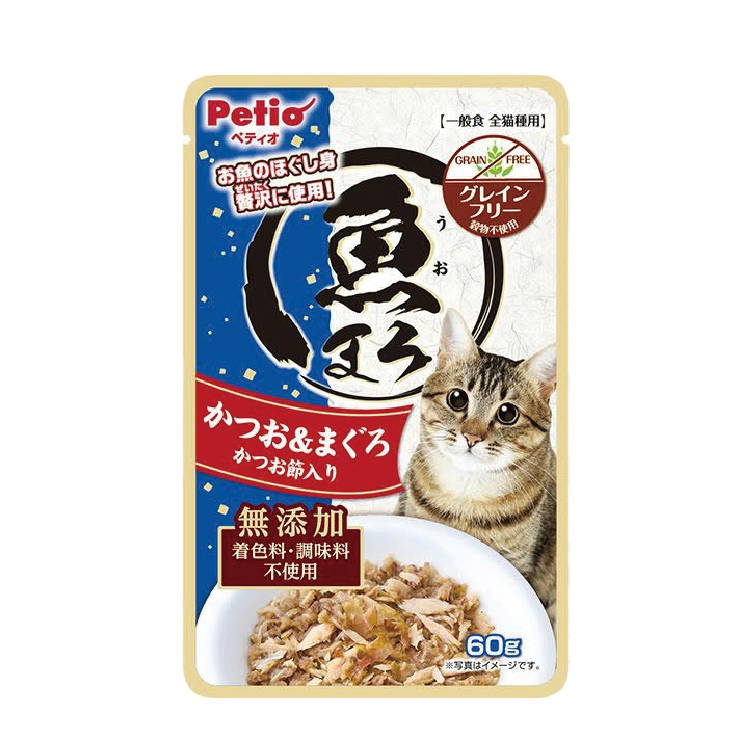 Petio 鰹魚、吞拿魚加鰹魚節  貓咪濕糧 60g（PTO-6541）